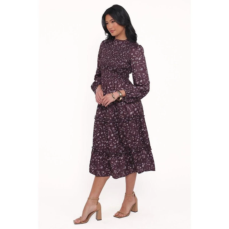 Petal and Pup Women's Edwina Shirred Frill Long Sleeve Midi Dress