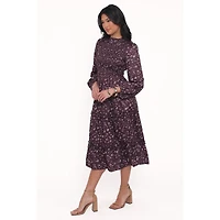 Petal and Pup Women's Edwina Shirred Frill Long Sleeve Midi Dress