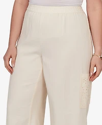 Ruby Rd. Plus Gauze Eyelet Cargo Pull-On Capri Pants