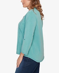 Ruby Rd. Plus Lace Applique French Terry Top