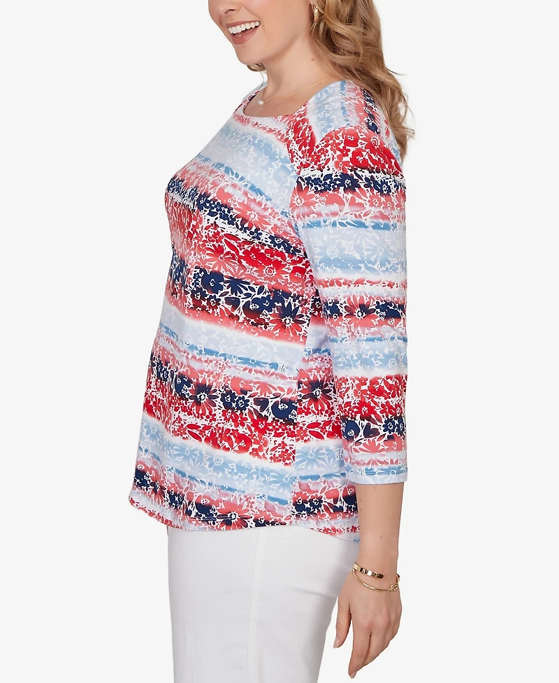 Ruby Rd. Plus Painted Floral Stripe Knit Top