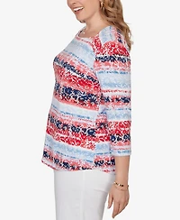 Ruby Rd. Plus Painted Floral Stripe Knit Top