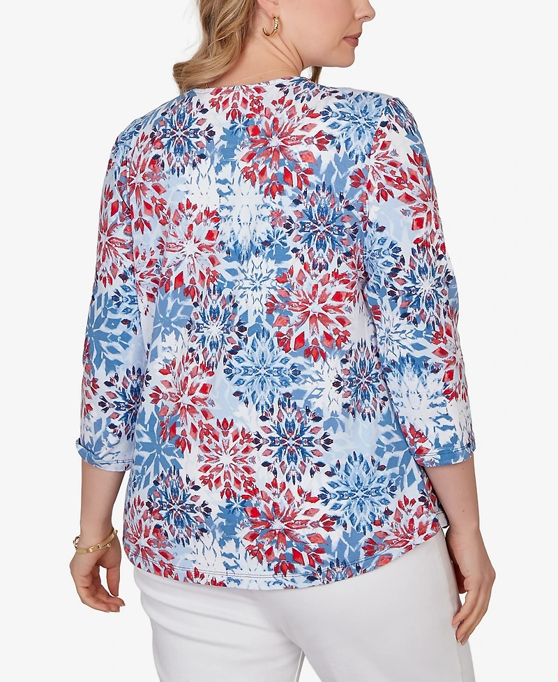 Ruby Rd. Plus Size Floral Medallion Knit Top