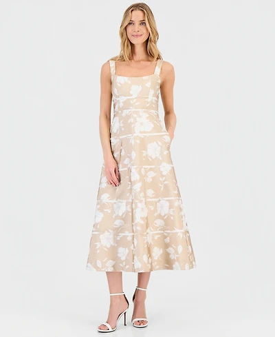 Anne Klein Women's Contrast-Cording A-Line Midi Dress