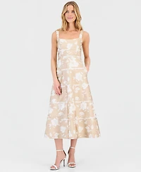 Anne Klein Women's Contrast-Cording A-Line Midi Dress