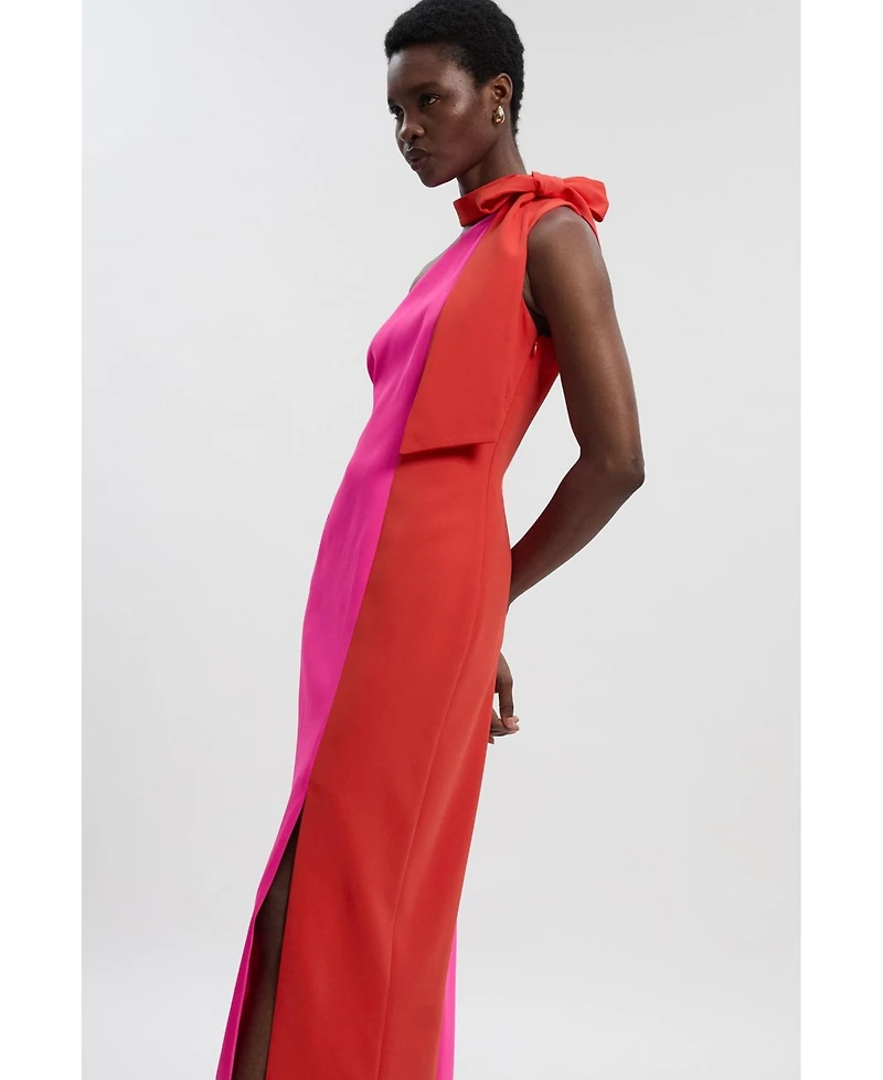 Karen Millen Women's Soft Tailored Bow Tie-Neck Midi Dress