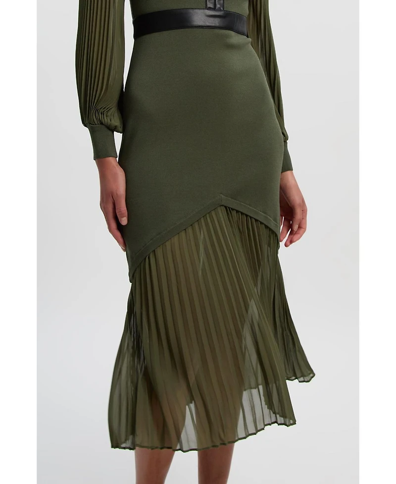 Karen Millen Women's Woven Sleeved Pleated Dress