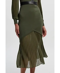 Karen Millen Women's Woven Sleeved Pleated Dress