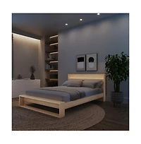 Nexera Gael Slatted Bedframe and Headboard with Integrated Light