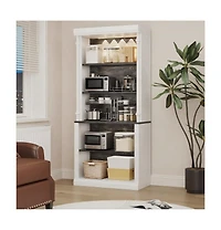 gaomon 71'' Tall Bookcase with Led Lights, Free-Standing Library Bookshelf with 5-Tier Storage Shelves