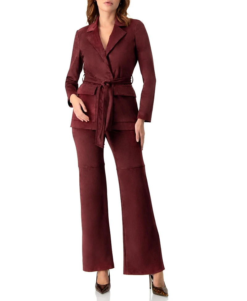 Ivonne Women's Faux-Suede Blazer with Waist Tie