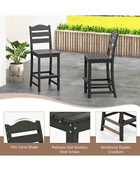 Costway Outdoor Hdpe Bar Stool Patio Tall Chair Backrest Footrest All Weather