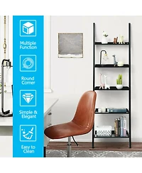 Costway Ladder Shelf 5-Tier Plant Stand Wall-leaning Bookcase Display Rack