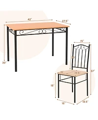 5 Pcs Dining Set Wood Metal 30" Table & 4 Chairs Upholstered Kitchen Breakfast Furniture