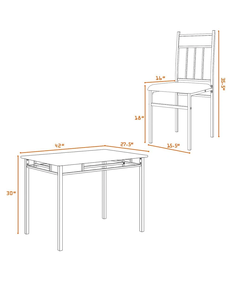 Costway 5 Piece Faux Marble Dining Set Table and 4 Chairs Kitchen Breakfast Furniture