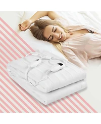 76” x 54” Full Size Heated Mattress Pad with 9 Heating Levels & 9H Timer, Dual Controllers