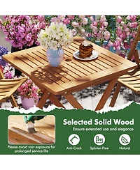 29.5" x 29.5" Patio Dining Table with Teak Painting 2" Umbrella Hole