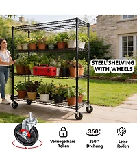 Rainsken 4 Tier Heavy Duty Wire Storage Shelves with Wheels, Adjustable Utility Storage Rack, 2400 lbs Capacity for Garage