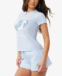 True Religion Women's Crystal Classic Crew Neck T-Shirt