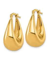 Curata Jewelry Solid 18k Yellow Gold Italian 28mm Puffed Graduated Oval Hoop Earrings