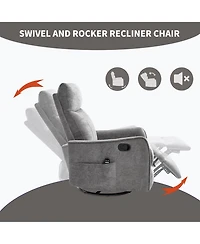 sumyeg Recliner Chair with Heat Massage Manual Rocker and Swivel