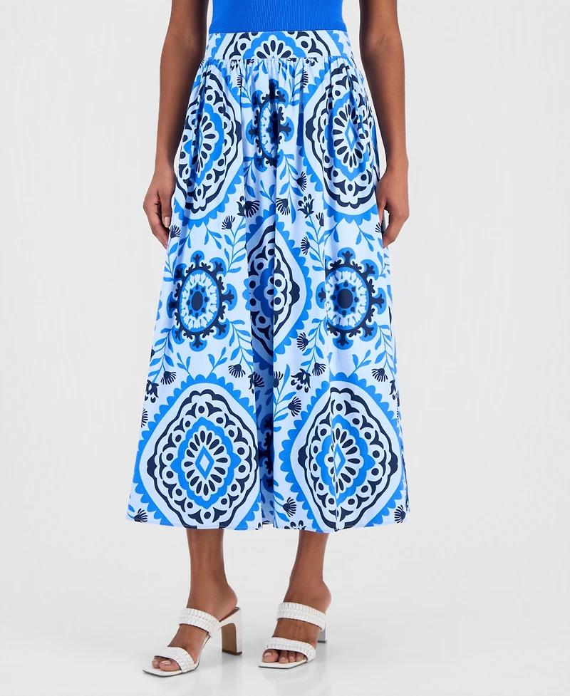 T Tahari Women's Printed Pull-On Midi Skirt