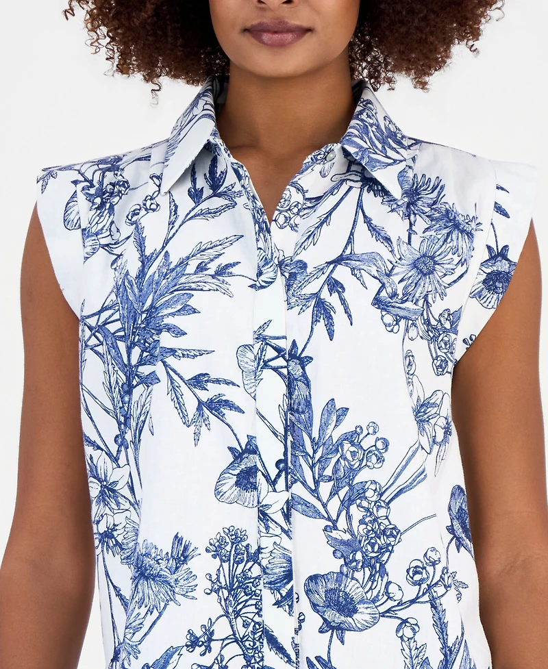 T Tahari Women's Extended-Shoulder Sleeveless Blouse