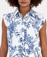 T Tahari Women's Extended-Shoulder Sleeveless Blouse