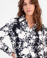 Bar Iii Women's Floral-Print Button-Front Shirt, Macy's Exclusive