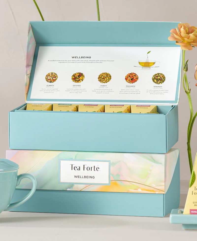 Tea Forte Wellbeing Herbal Retreat Petite Presentation Box with 10 Infusers