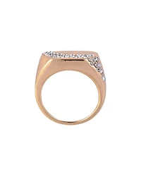 Laundry by Shelli Segal Gold Tone Square Ring with Crystal Stone Accents