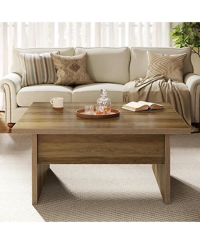 Tribesigns Square Coffee Table, 39.4-Inch Farmhouse Cocktail Tea Center Table for Living Room