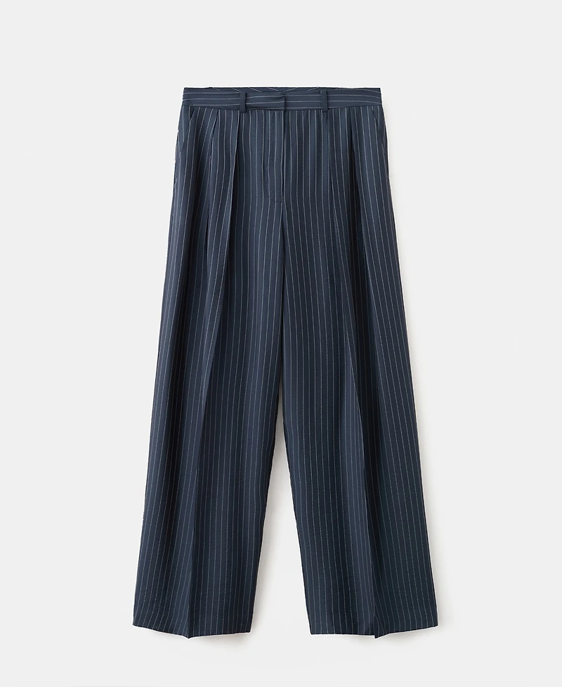 Mango Women's Pinstripe Wide Leg Pants
