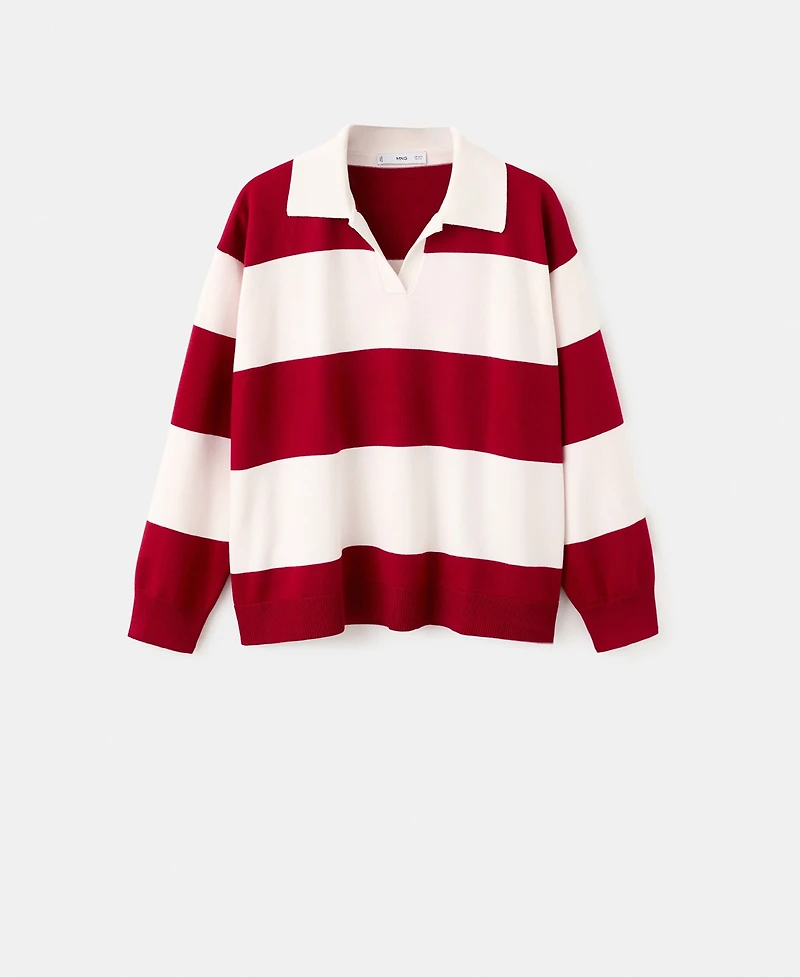 Mango Women's Striped Polo-Neck Sweater