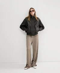 Mango Women's Satin Striped Pants