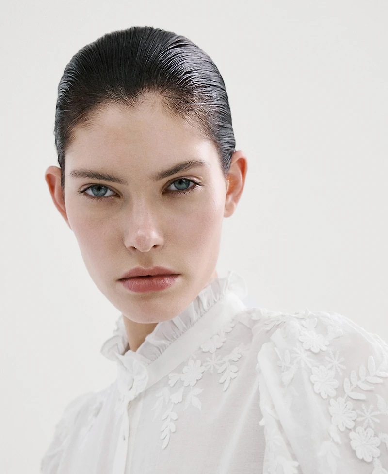 Mango Women's Floral Embroidery Blouse