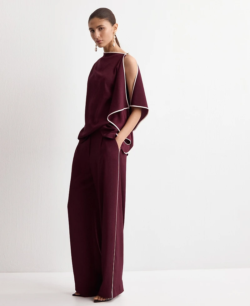 Mango Women's Contrast Stripe Straight Pants