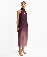 Mango Women's Pleated Halter Neck Dress