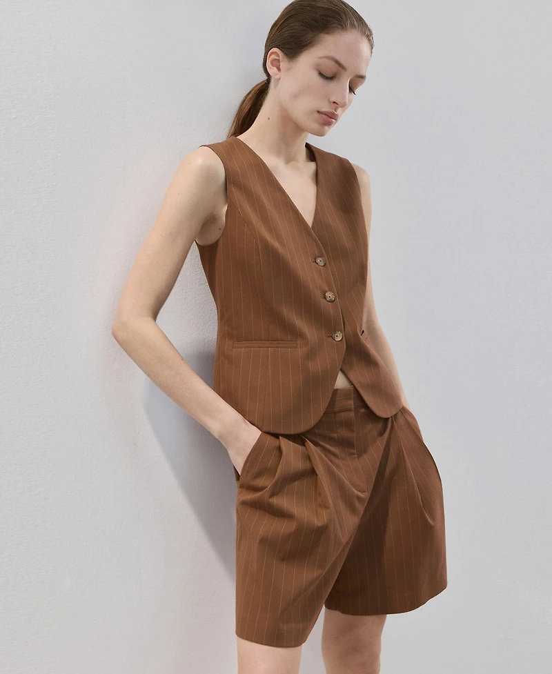 Mango Women's Straight Pinstripe Bermuda Shorts