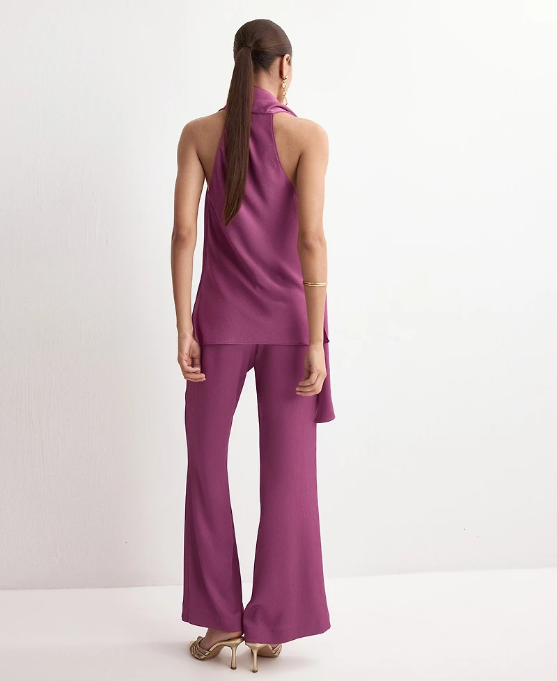 Mango Women's Satin Straight-Fit Pants