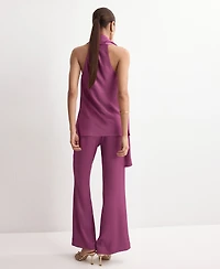 Mango Women's Satin Straight-Fit Pants