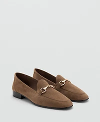 Mango Women's Buckle Leather Moccasins