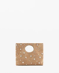 Mango Women's Suede Studded Handbag
