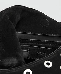 Mango Women's Eyelets Detail Leather Drawstring Bag