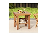 Slickblue Small Space Outdoor Side Table with Built-In Storage Shelf