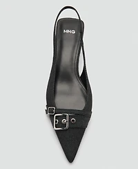 Mango Women's Buckle Slingback Denim Shoes