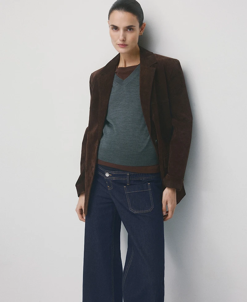 Mango Women's Pockets Wide Leg Maternity Jeans