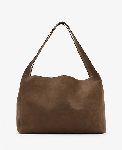 Mango Women's Suede Leather Shopper Bag