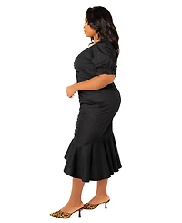 Buxom Couture Plus Ruched Fishtail Midi Dress