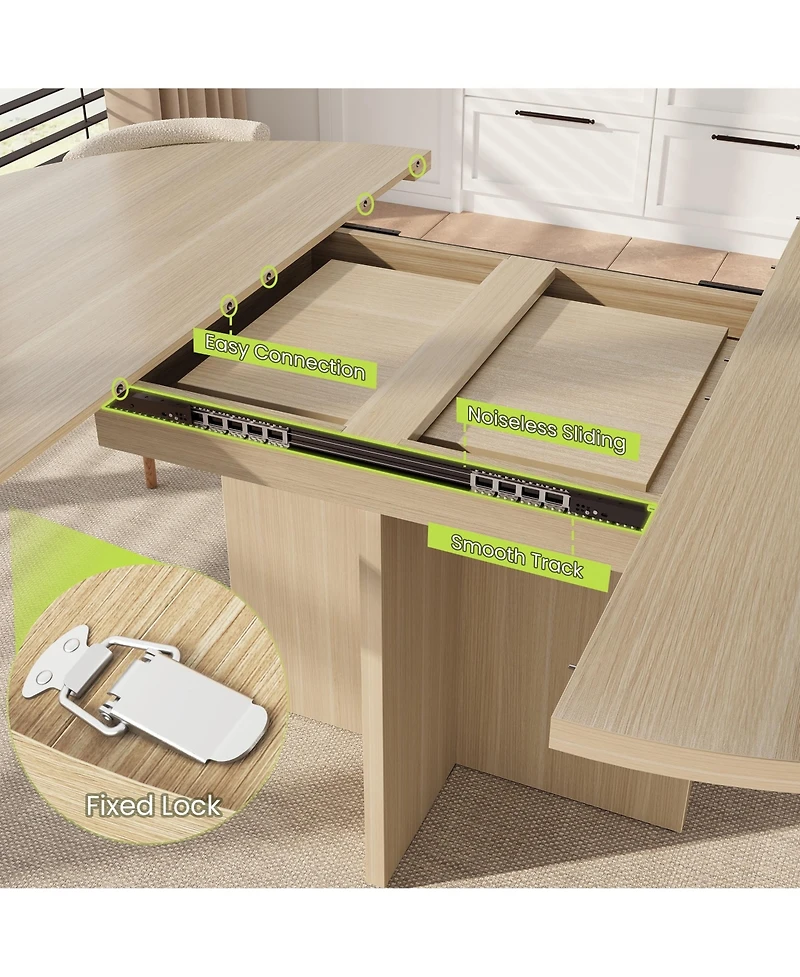 gaomon Extendable Round Dining Table for 4-8,Kitchen Oval Dining Table with Removable Leaves